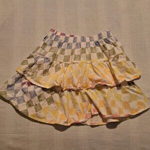 Tea Collection girls size 5 multi color check shirt with modesty shorts, VGUC